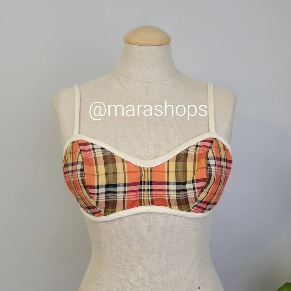 Vintage 1960's Catalina plaid swim bra bikini top